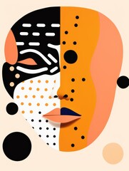 Wall Mural - A painting depicting a womans face with intricate dots adorning her features, creating a unique and visually striking art piece.