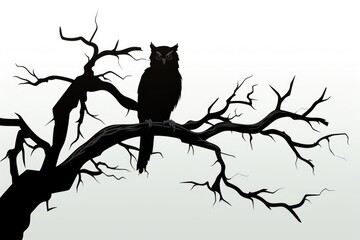 Sticker - Majestic owl resting on a tree branch, suitable for nature themes