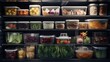 A refrigerator filled with a diverse selection of food items. Ideal for food and kitchen-related designs