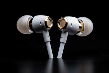 Aufkleber - A pair of headphones placed on a table. Suitable for technology concepts