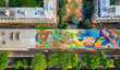 A drone's eye view of vibrant street art in Paris