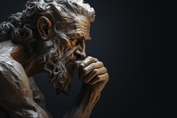 Aufkleber - Detailed close up of a statue depicting a man with a beard. Suitable for historical or artistic projects