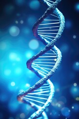 Aufkleber - Detailed view of DNA spiral on a blue backdrop. Suitable for scientific and medical concepts
