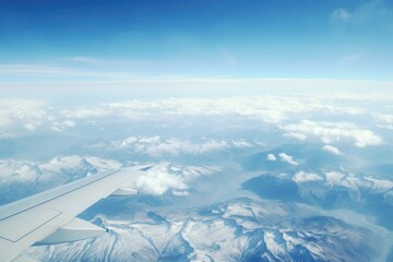 Aufkleber - Airplane wing flying over majestic mountain range. Perfect for travel and adventure concepts