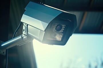 Poster - A security camera mounted on a building. Useful for surveillance concepts