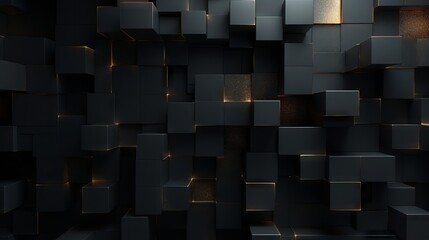 Canvas Print - Dynamic abstract black background: textured mosaic layers conveying modern business concept

