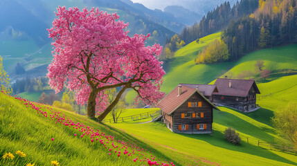 Wall Mural - Spring time in Alps.