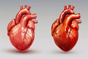 Canvas Print - The heart is red and is a symbol of love in a realistic 3D design.  illustration of the heart.