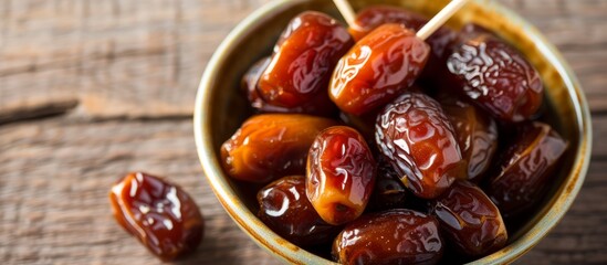 Canvas Print - A Variety of Delectable and Nutritious Dried Dates in a Decorative Bowl