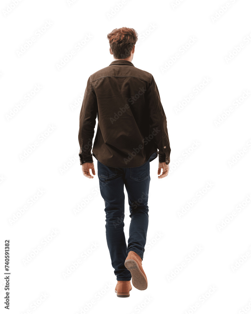 Stock Image Transparency Man Rear View Rear View of Walking Man in Casual Outfit, Isolated on Transparent ...