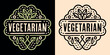 Vegetarian round badge logo plant based diet lettering button. Sign eat healthy vegetables organic retro vintage aesthetic. Hand drawn vector printable text shirt design and cruelty free products tag.