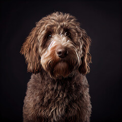 Wall Mural - Professional Australian Labrador Dog Portrait In Studio With Dark Background