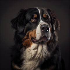 Wall Mural - Professional Bernese Shepherd Dog Portrait with Dark Background