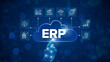 © Akash Sain - ERP Cloud System Software Automation - Enterprise Resource Planning (ERP) solution software or application construction concept on virtual screen.