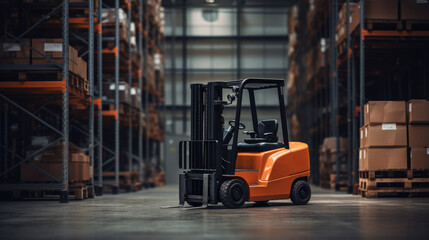 Blue Forklift Operating Near Warehouse Dock