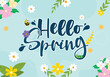 Vector illustration first day of spring, hello spring editable post banner template