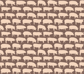 Sticker - The seamless background with domestic pigs. 
