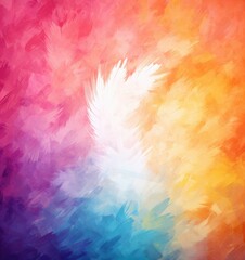 Poster - Abstract colorful background with white feather. Generative AI.