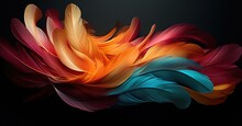 A Colorful Feather Is Flying In The Air. Generative AI.