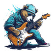 Bear playing guitar, mascot, best for funny t-shirt design, vector illustration.