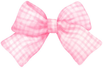 Wall Mural - Pink Gingham bow  watercolor