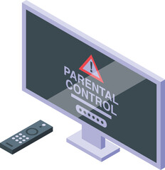 Poster - Tv parental control icon isometric vector. Children online. Media internet safe