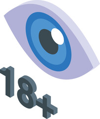 Poster - 18 plus online content icon isometric vector. Parental control. Kid online cyber