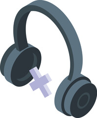 Poster - No music online icon isometric vector. Internet content. Online security