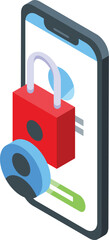 Poster - Locked online content icon isometric vector. Phone parental control. Service lock