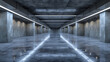 Empty Garage Space Underground Concrete Parking Lot Interior Architecture Design Urban, Generative Ai

