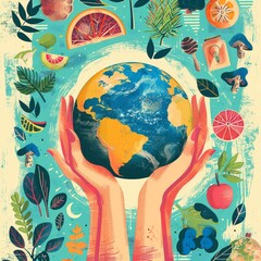 Canvas Print - Planting trees, earth, hopeful future