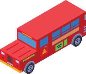 Wall Mural - Automobile jeepney icon isometric vector. Vehicle public. Asian auto