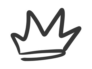 Wall Mural - Doodle king queen crown. Hand drawn logo black set. Vector kingdom sketch concept.