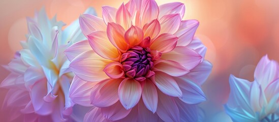 Wall Mural - vivid close up of blooming flower with beautiful blurry background in garden
