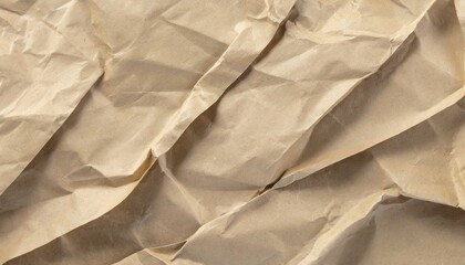 Wall Mural - Brown crumpled recycle paper texture background. Craft beige paper