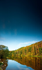 Poster - autumnal landscape with a big river