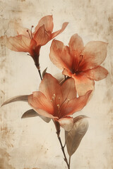 Poster - Antique flower painting. Muted watercolor flower print. Background image. Created with Generative AI technology