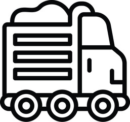 Wall Mural - Big wheels car tipper icon outline vector. Construction equipment. Unload delivery