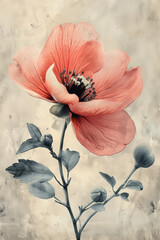 Poster - Antique flower painting. Muted watercolor flower print. Background image. Created with Generative AI technology