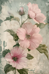 Poster - Antique flower painting. Muted watercolor flower print. Background image. Created with Generative AI technology