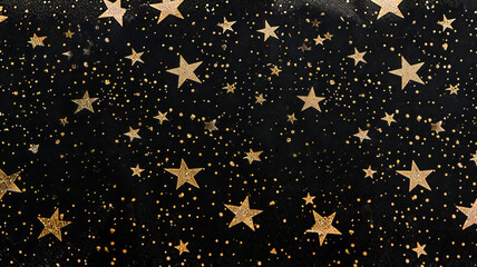 Wall Mural - Peach Fuzz glitter star background on black paper