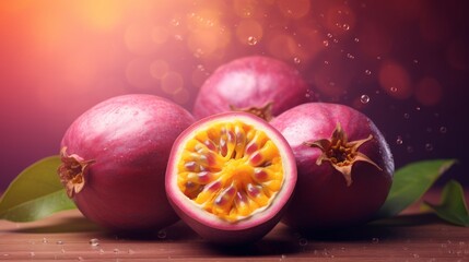 Wall Mural - Fresh passionfruit abstract background.