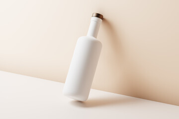 Wall Mural - mockup set of a white ceramic or plastic bottle with matte finish