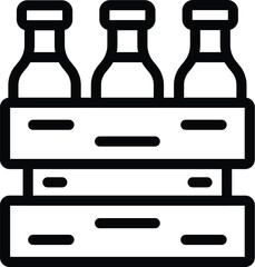 Sticker - Beer bottles pack icon outline vector. Glassware brew vessels. Brewery production malt