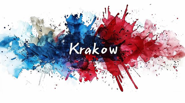 Krakow city of Poland. Abstract watercolor painted background