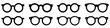 © chekman - Glasses icon. Set of glasses icons. Black glasses silhouette isolated on white