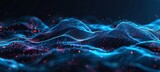 Fototapeta  - Neon wave lines, bokeh lights on abstract background for futuristic data transfer concept wallpaper.