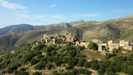 Wall Mural - The traditional village of Vathia in Europe, Greece, Peloponnese, Mani in summer on a sunny day.