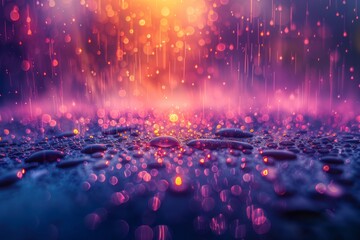Poster - Abstract wallpaper with rain drops and neon elements