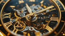 Close Up Macro Shot Showcasing Intricate Details Of A Watch Mechanism Components In Fine Detail.
